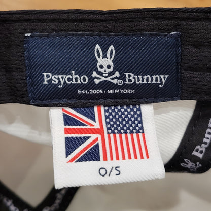 Psycho Bunny 5 Panel Hat Cap One Size Black White Green Lightweight Adjustable