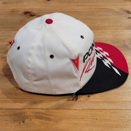 Vintage Pontiac Racing Hat Snapback White Spell Out 90s Car Race Made USA