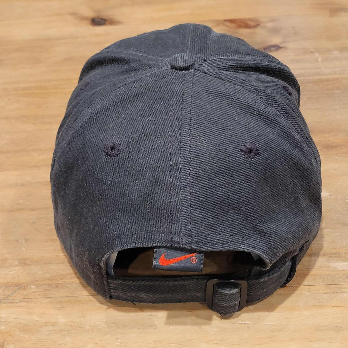 Vintage Nike Hat Cap Strap Back Black Purple Embroidered Swoosh Logo Faded