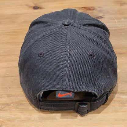 Vintage Nike Hat Cap Strap Back Black Purple Embroidered Swoosh Logo Faded
