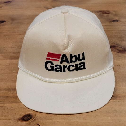 Vintage Abu Garcia Fishing Hat Snapback White Rope Reel 90s  One Size