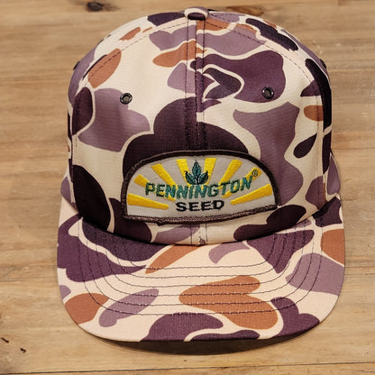 Vintage Pennington Seed Hat Snapback Camo Camouflage Patch Farm Farmer Made USA