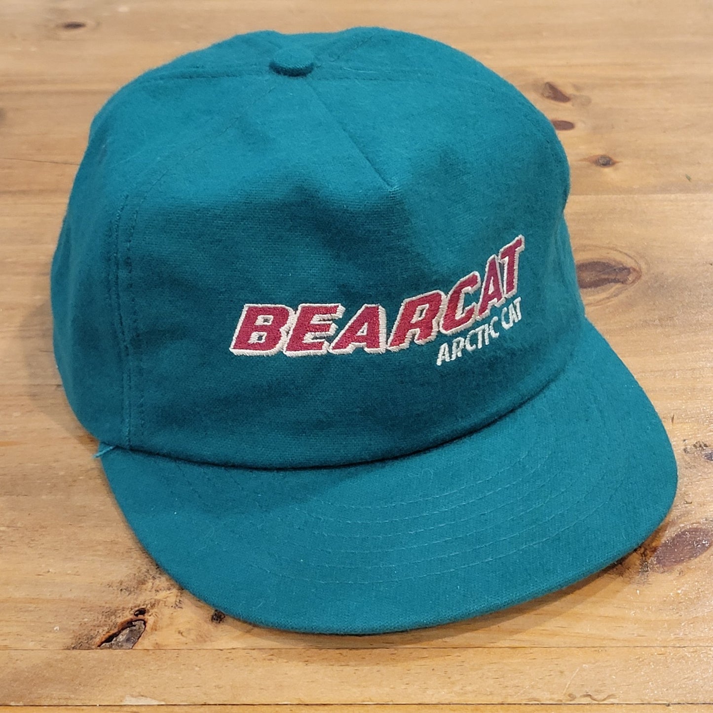 Vintage Bearcat Artic Cat Hat Snapback MAde USA Articwear 90s Green spell Out