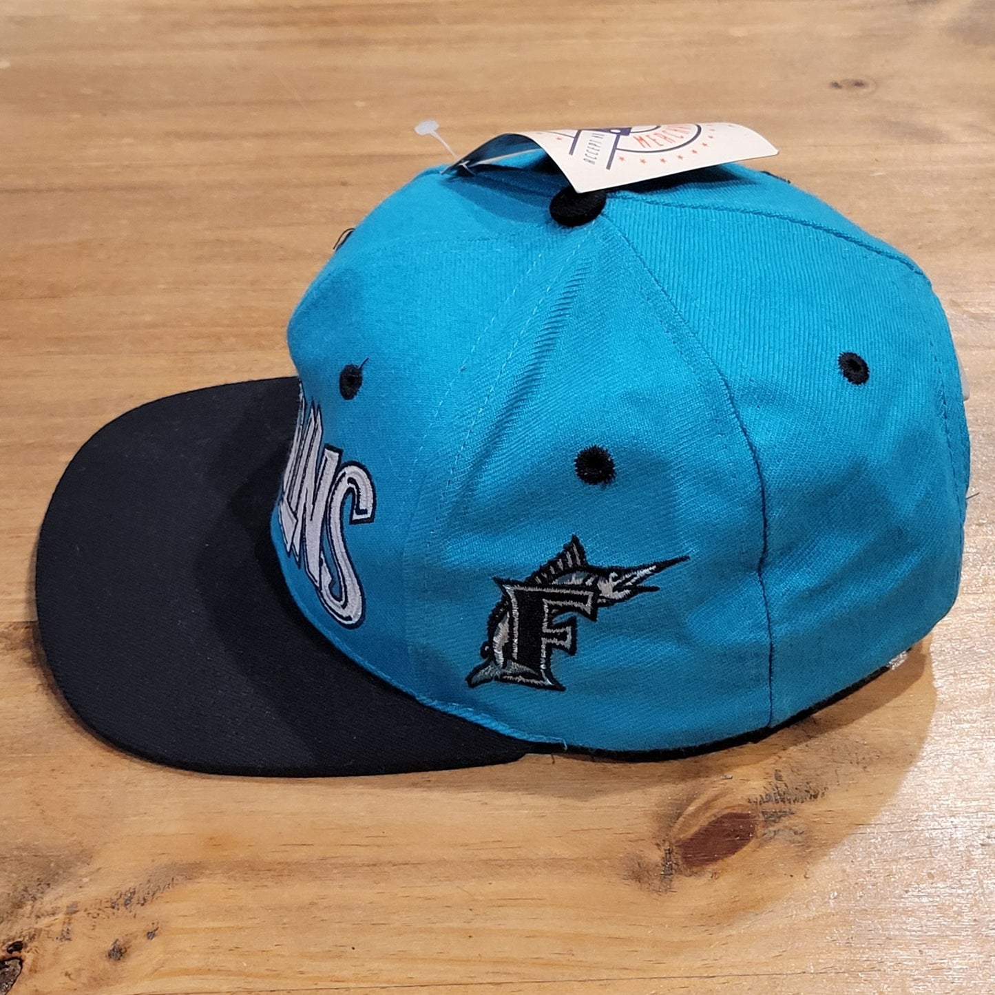 Vintage Florida Marlins Snapback Graffiti Drew Pearson Wool NOS 90s MLB Spell Ou