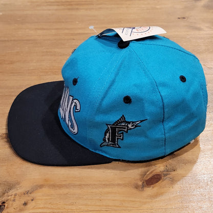 Vintage Florida Marlins Snapback Graffiti Drew Pearson Wool NOS 90s MLB Spell Ou