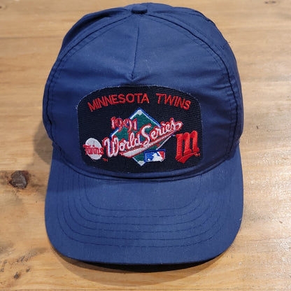 Vintage Minnesota Twins Hat Snapback Blue 1991 World Series Universal Patch