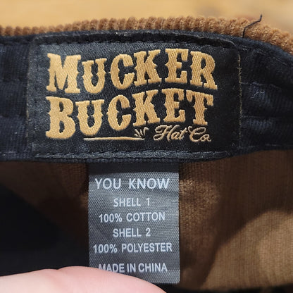 Mucker Bucket Corduroy Hat Snapback Brown Dog Hunting Duck Embroidered