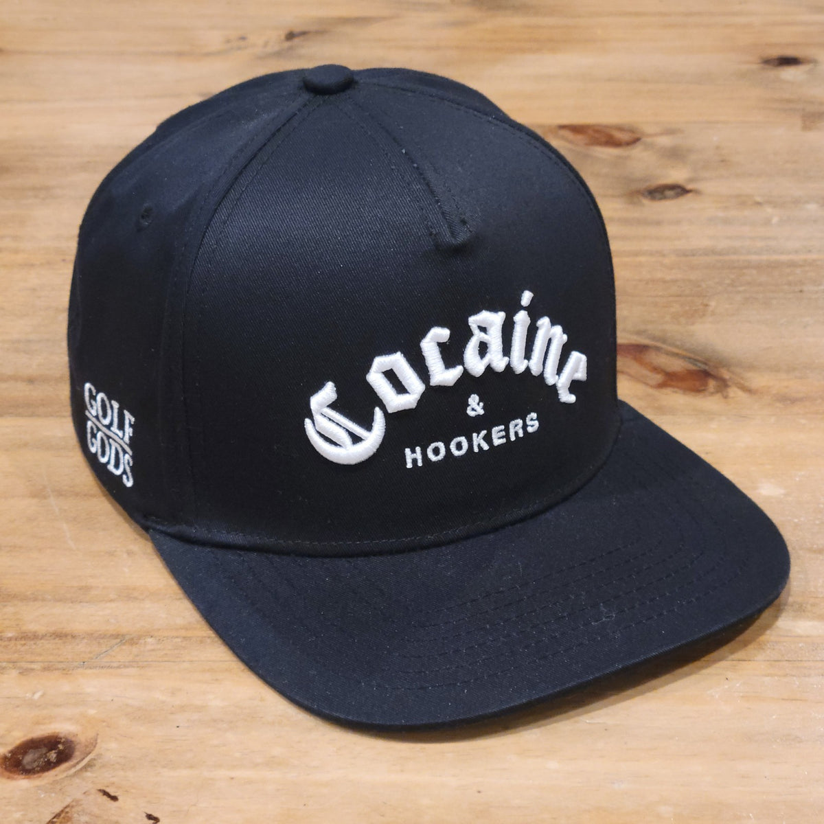 Golf Gods Cocaine & Hookers Hat Snapback Black White Spell Out Golfer One Size