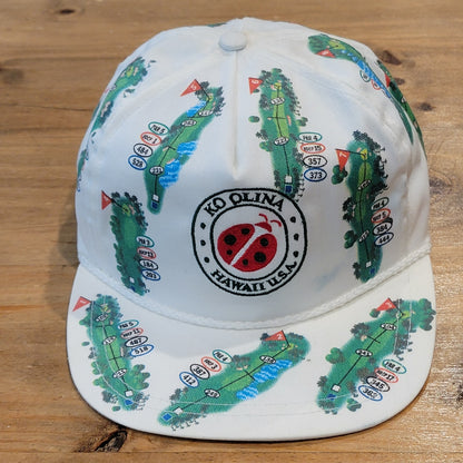 Vintage Ko Olina Hawaii Made USA Golf Course AOP Allover Hat Rope Map Cap