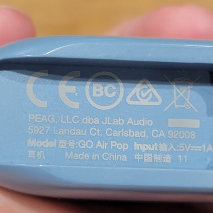 Jlab Go Pop Wireless Bluetooth Earbuds Compact With Charging Case Blue