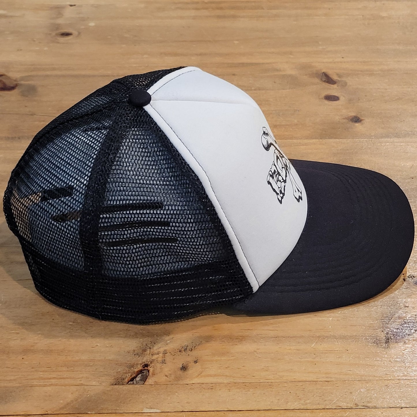 Powell Peralta Cross Bones Trucker Cap Snapback Skater Skateboarding Black White