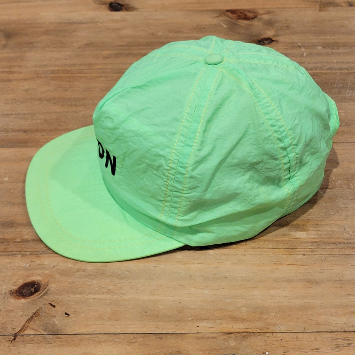 Vintage IKON Office Solutions Hat Strap Back Nylon 80s Green Neon One Size