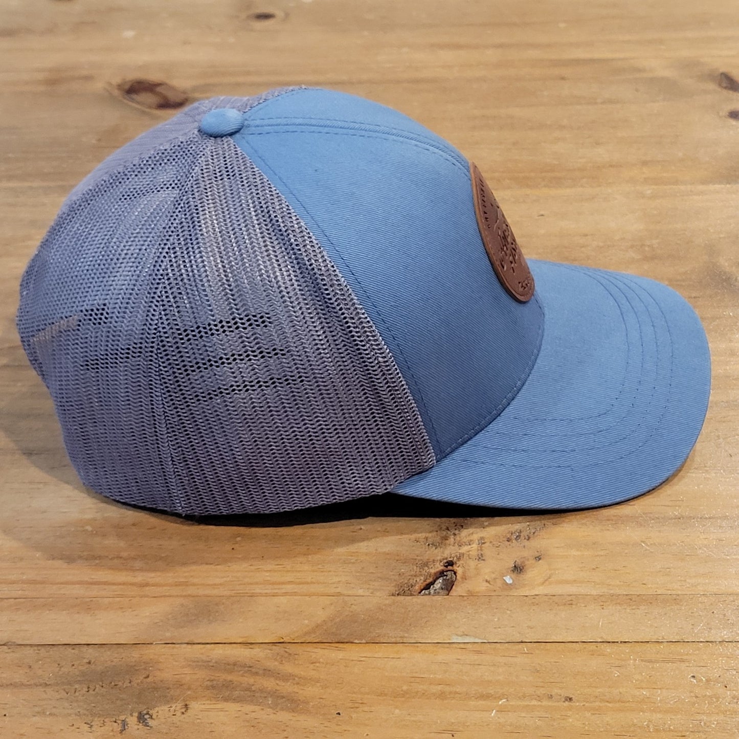 AFTCO Hat Snapback Blue American Fishing Leather Patch Trucker Fish Tackle Co