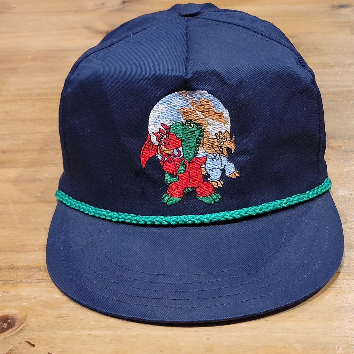 Vintage Cartoon Dinosaurs Hat Rope Made USA World We're in this Together 90s