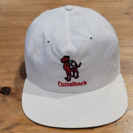 Vintage Camelback Golf Hat Texace Strap Back White One Size 80s 90s Golfer Nylon