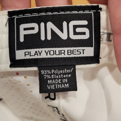 Ping Hat Cap snapback White Black Spell Out Logo 110 Flex Adjustable Golf