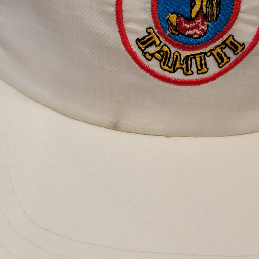 Vintage Minano Tahiti Hat Strap Back White 80s 90s Otaheite Trading One Size