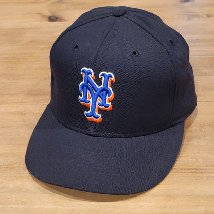 Vintage New York Mets Hat New Era 7 1/2 5950 Black Wool Authentic Made USA