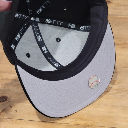 Los Angeles Dodgers Hat New Era Size 7 1/8 Fitted Black On Black Out 59Fifty MLB