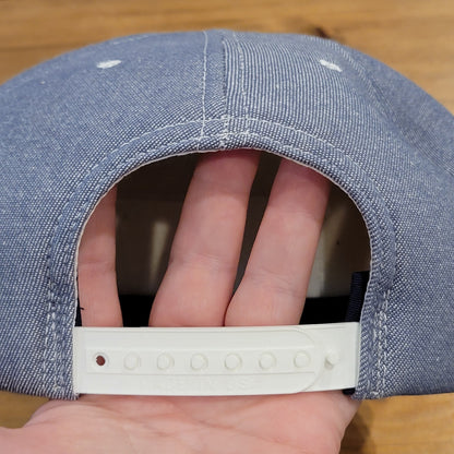 Vintage Irving Materials Denim Trucker Hat Snapback Big Patch imi Made USA Foam