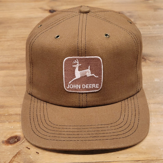 Vintage John Deere Hat Snapback Brown K-Products Made USA Tractor Farm Mower