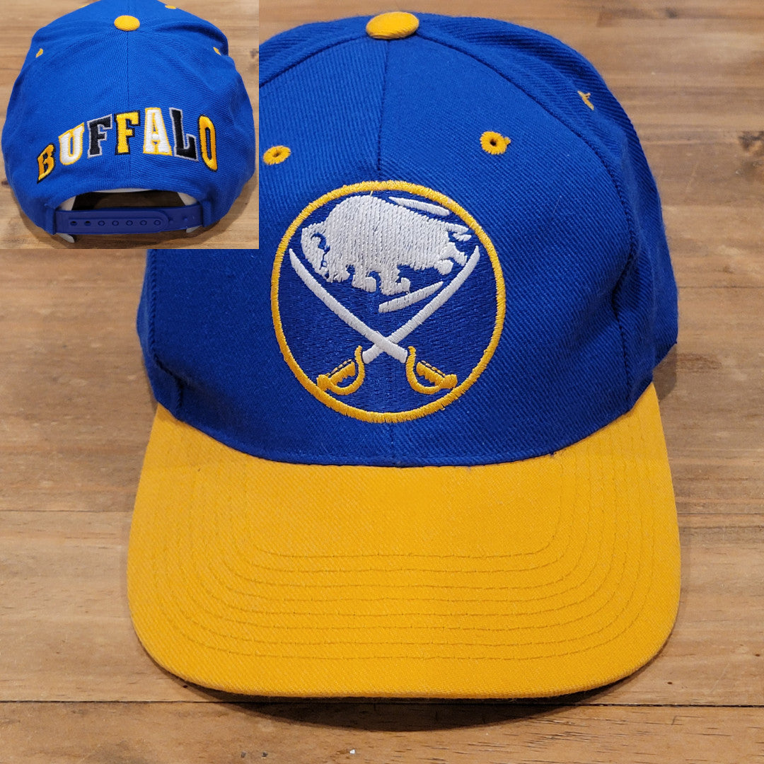 Vintage Buffalo Sabres Hat Snapback G-Cap 90s Wool Blend Blockhead Blue One sIze