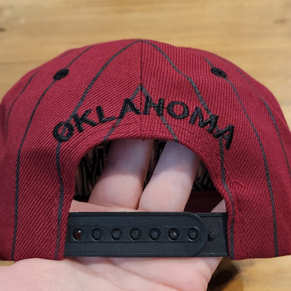 Vintage Oklahoma Sooners OU Red Black Pin Stripe 90s Y2K Snapback Hat Cap