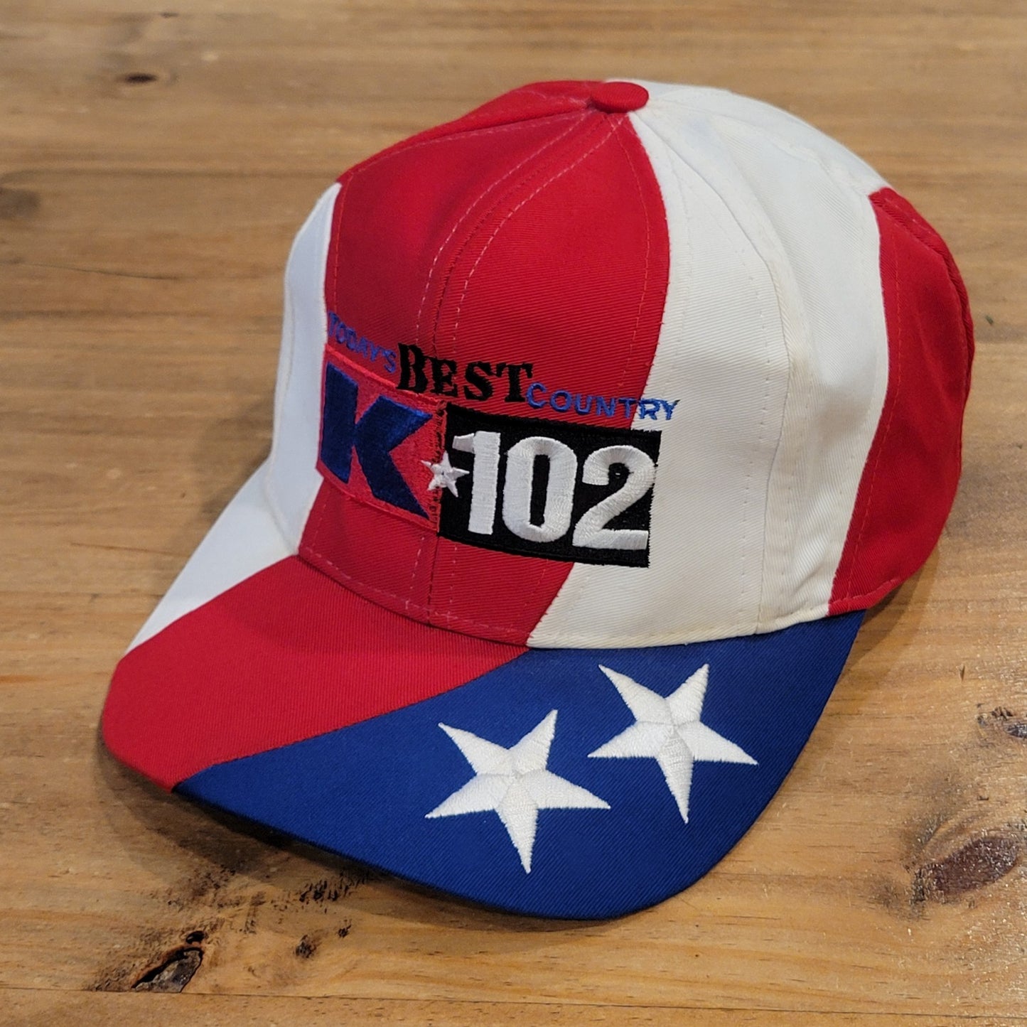 Vintage Country Music Station Hat Red White Blue Flag RWB K 102 Minnesota USA