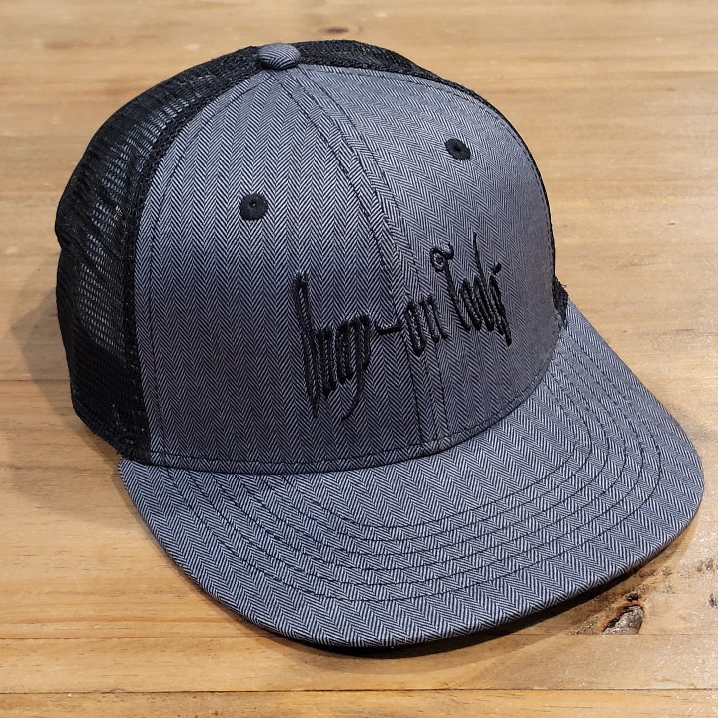 Snap On Tools Hat Snapback Gray Mesh Trucker Spell Out Script One Size