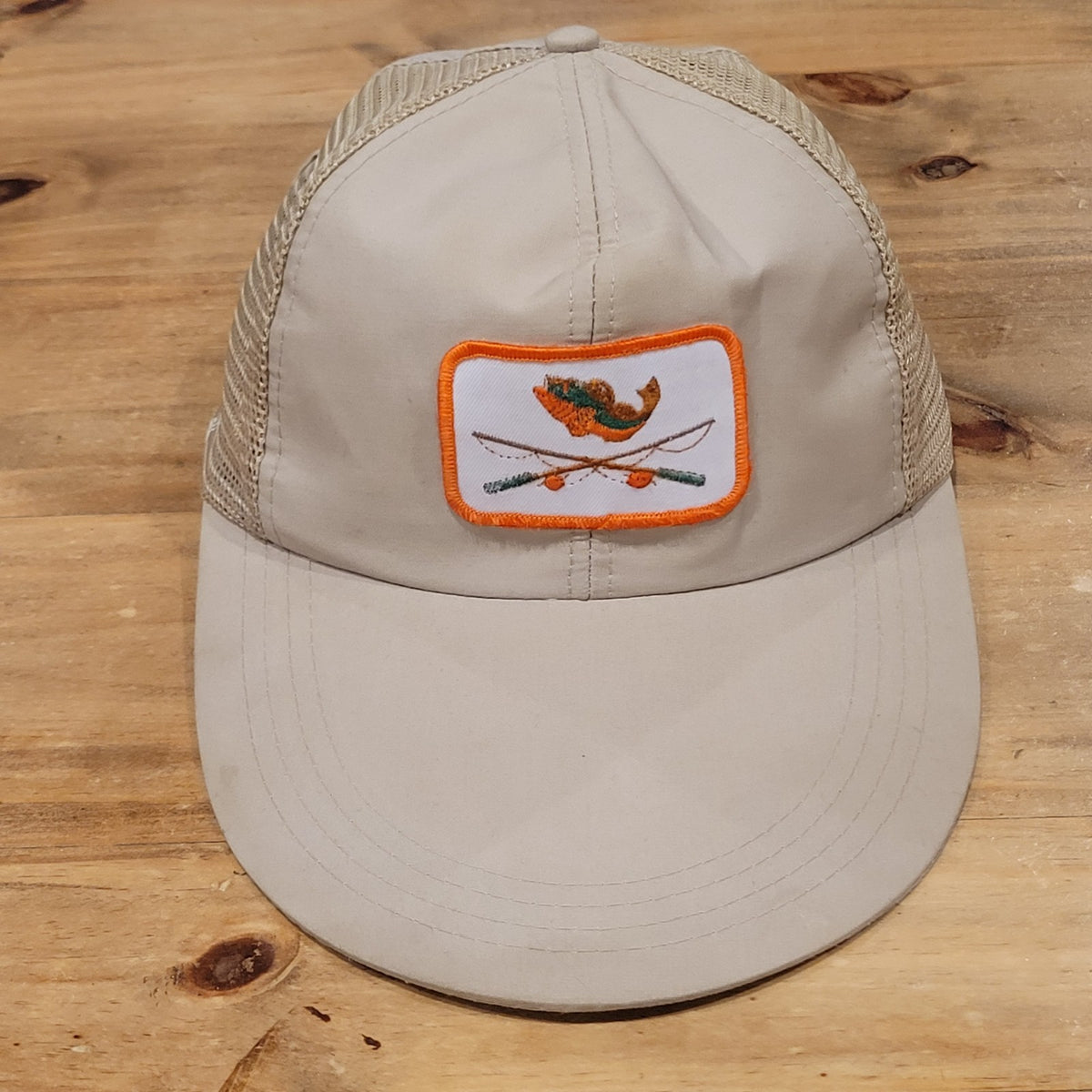 Vintage Fishing Hat Cap Snapback Fly Fishing Bass Long Wide Bill 80s 90s Patch