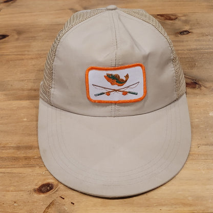 Vintage Fishing Hat Cap Snapback Fly Fishing Bass Long Wide Bill 80s 90s Patch