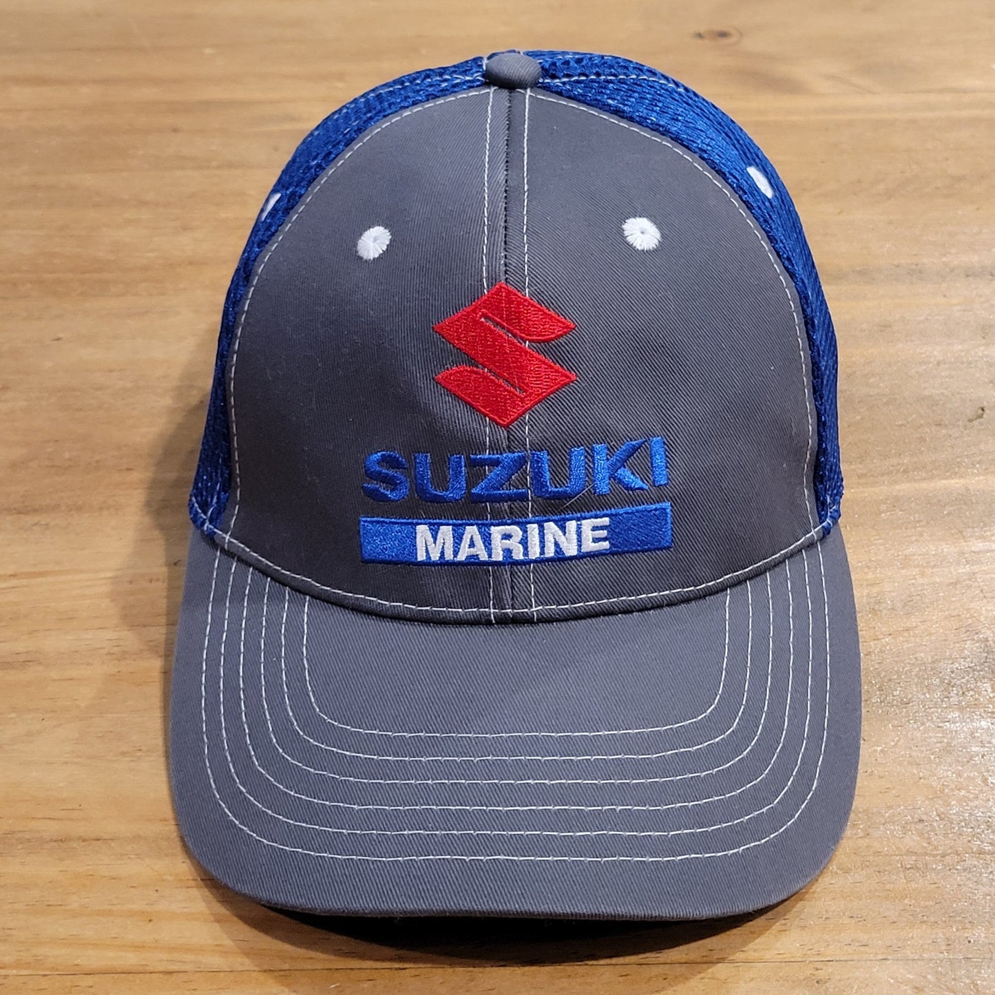 Suzuki Marine Hat Size M/L Flex Stretch Fitted Fish Boat Motor Fitted Gray Blue