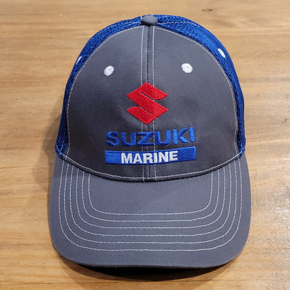 Suzuki Marine Hat Size M/L Flex Stretch Fitted Fish Boat Motor Fitted Gray Blue