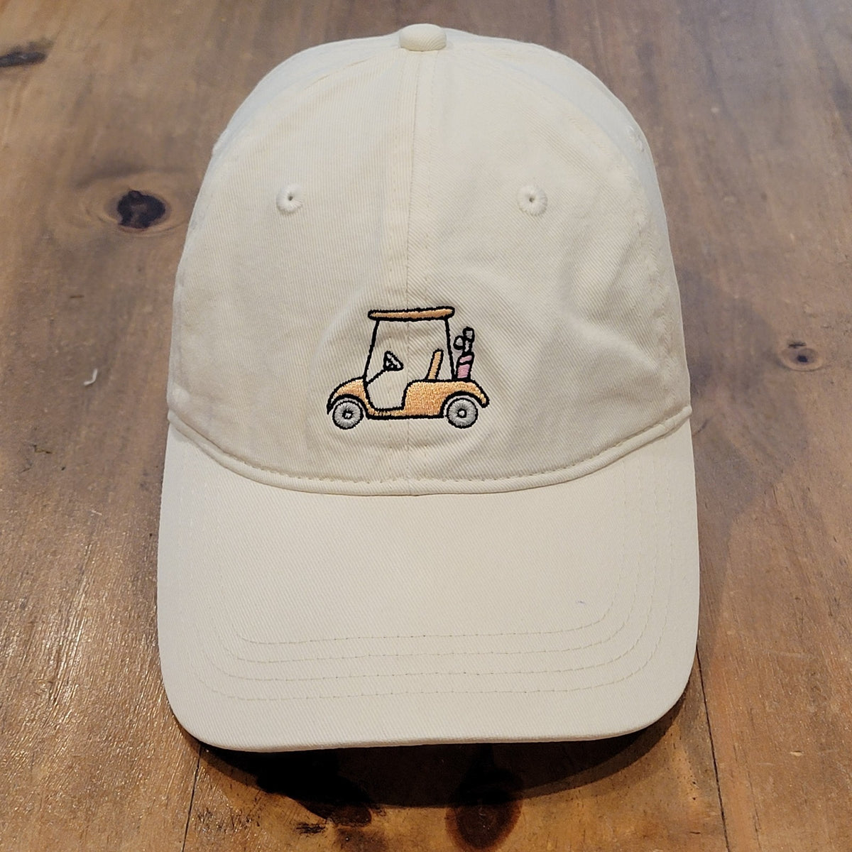 Golf Cart Hat Cap Beige Orange Strap Back Frasier Sterling One Size