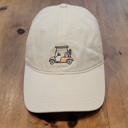 Golf Cart Hat Cap Beige Orange Strap Back Frasier Sterling One Size