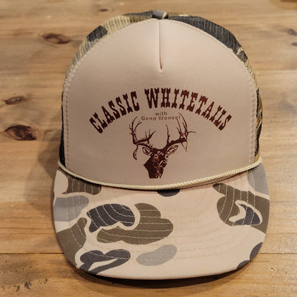 Vintage Hunting Hat Classic Whitetails Trucker Gene Wensel Camo Camouflage Foam
