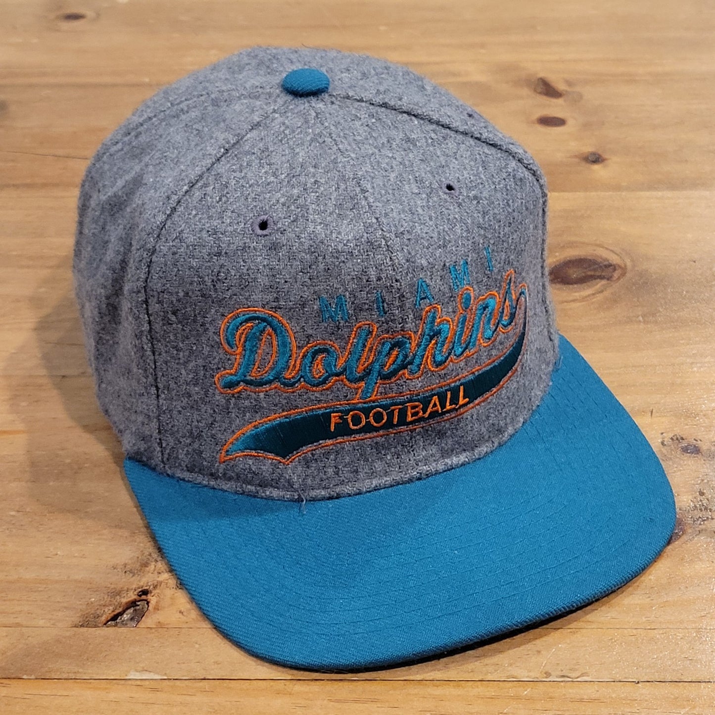 Vintage Miami Dolphins Starter Hat Snapback Gray Wool Tailsweep Script NFL
