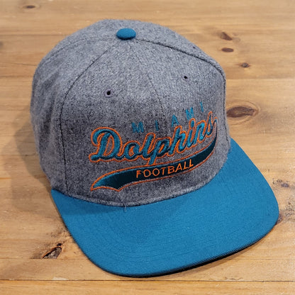 Vintage Miami Dolphins Starter Hat Snapback Gray Wool Tailsweep Script NFL