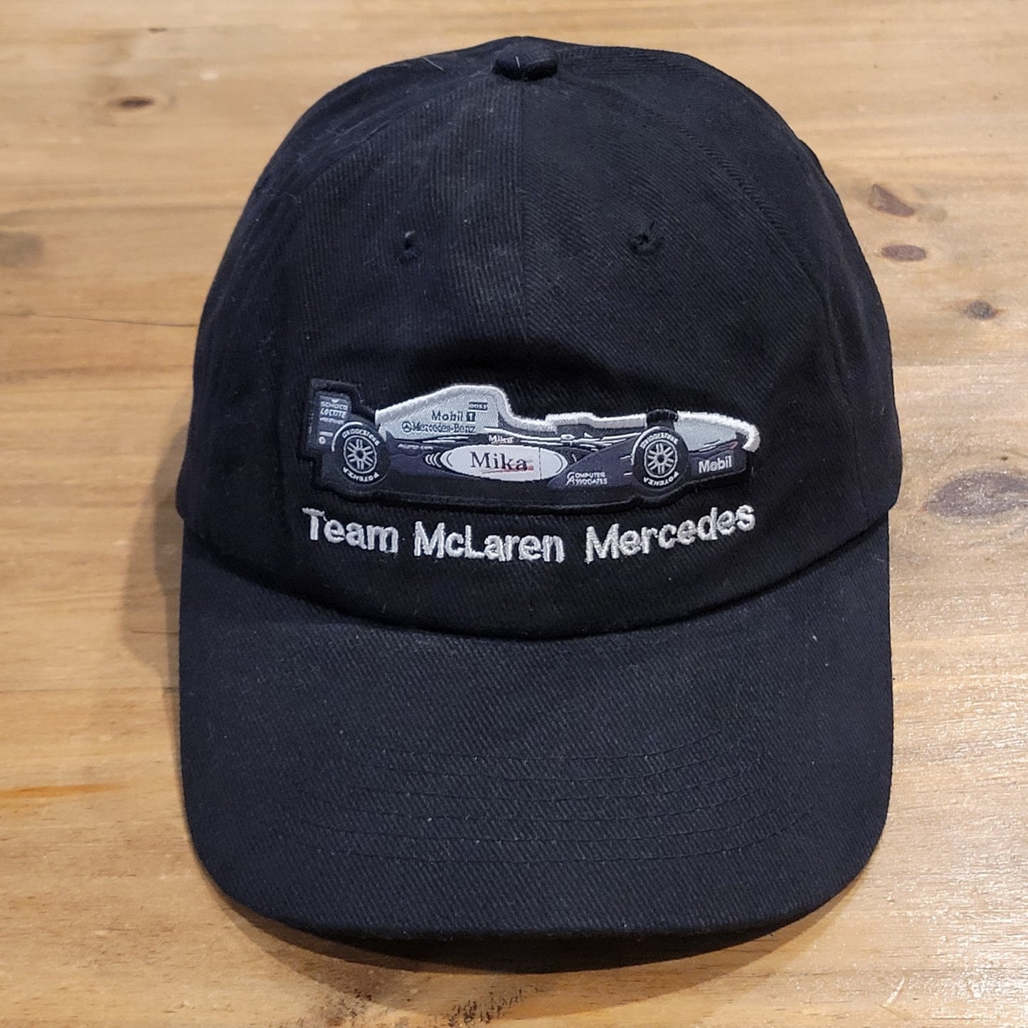 Vintage Team Mclaren Mercedes Hat F1 Race Car Black Mika West EP Y2K 90s