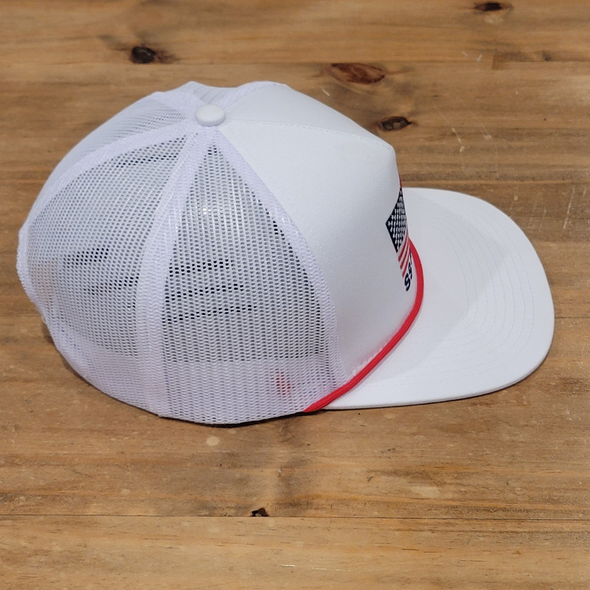 Southern String Hat Co Snapback White Flag USA Logo Rope Trucker One Size