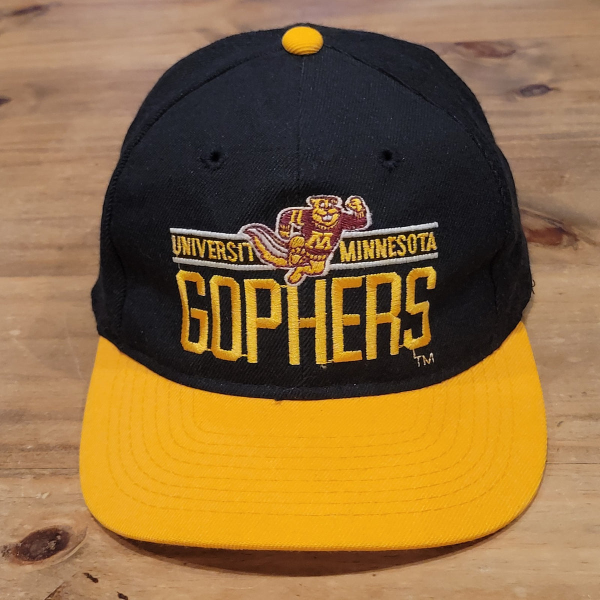 Vintage Minnesota Golden Gophers Hat Snapback Black Dome Wool Blend Cardinal Cap
