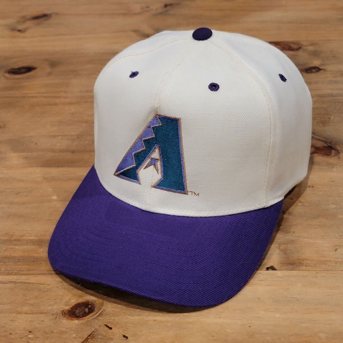 Vintage Arizona Diamondbacks Hat Snapback White Purple A Logo Wool Blend MLB