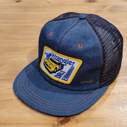 Vintage Dale Earnhardt Wrangler Denim Patch Trucker Hat AJD NASCAR Race 80s