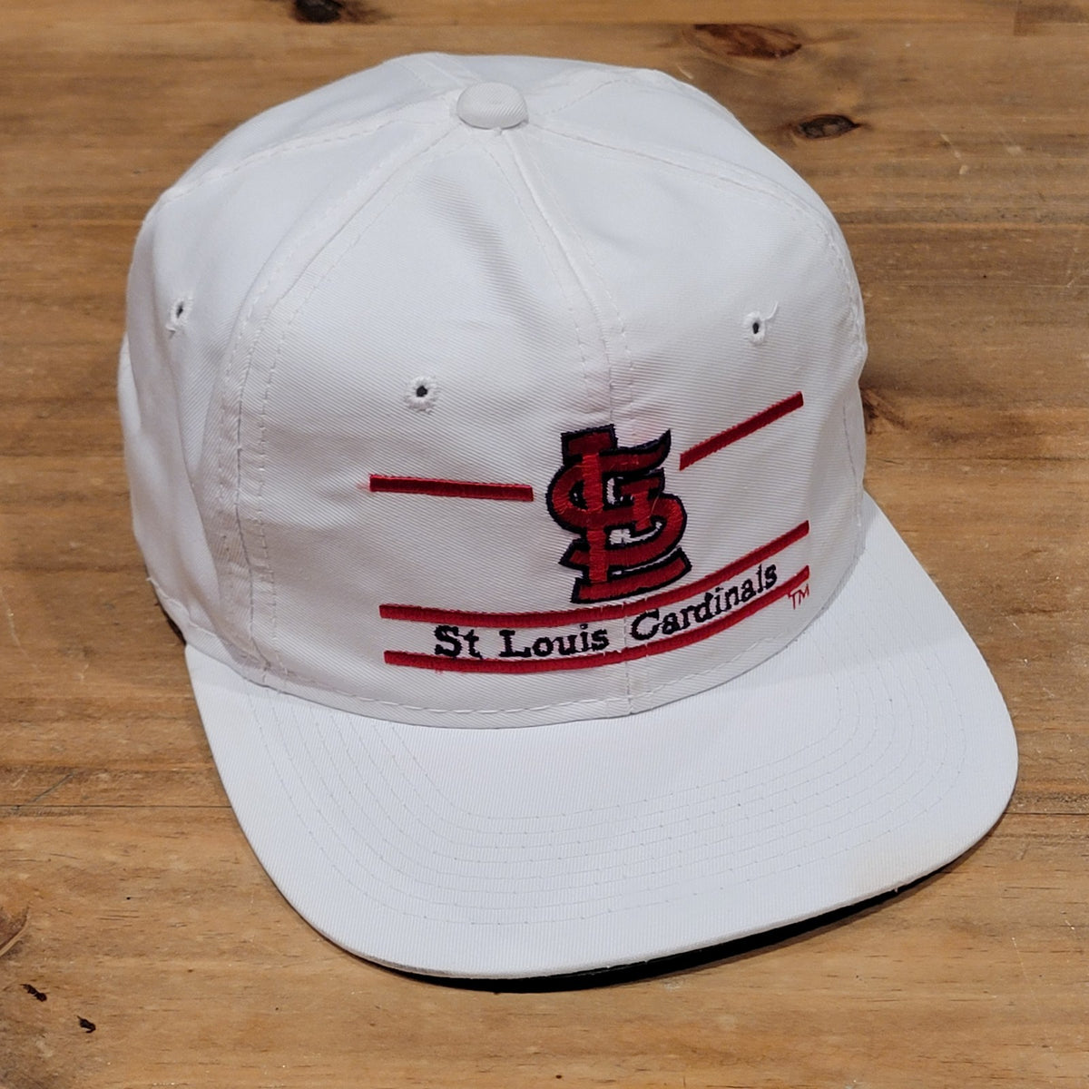 Vintage St. Louis Cardinals Hat Cap Snapback The Game Split 3 Bar White 90s MLB