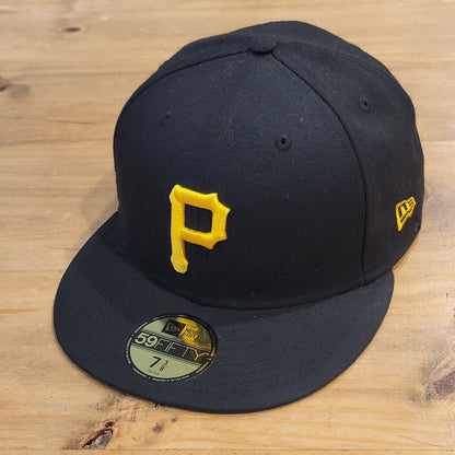 Pittsburgh Pirates Hat New Era Size 7 3/8 Fitted Black MLB 59Fifty Baseball