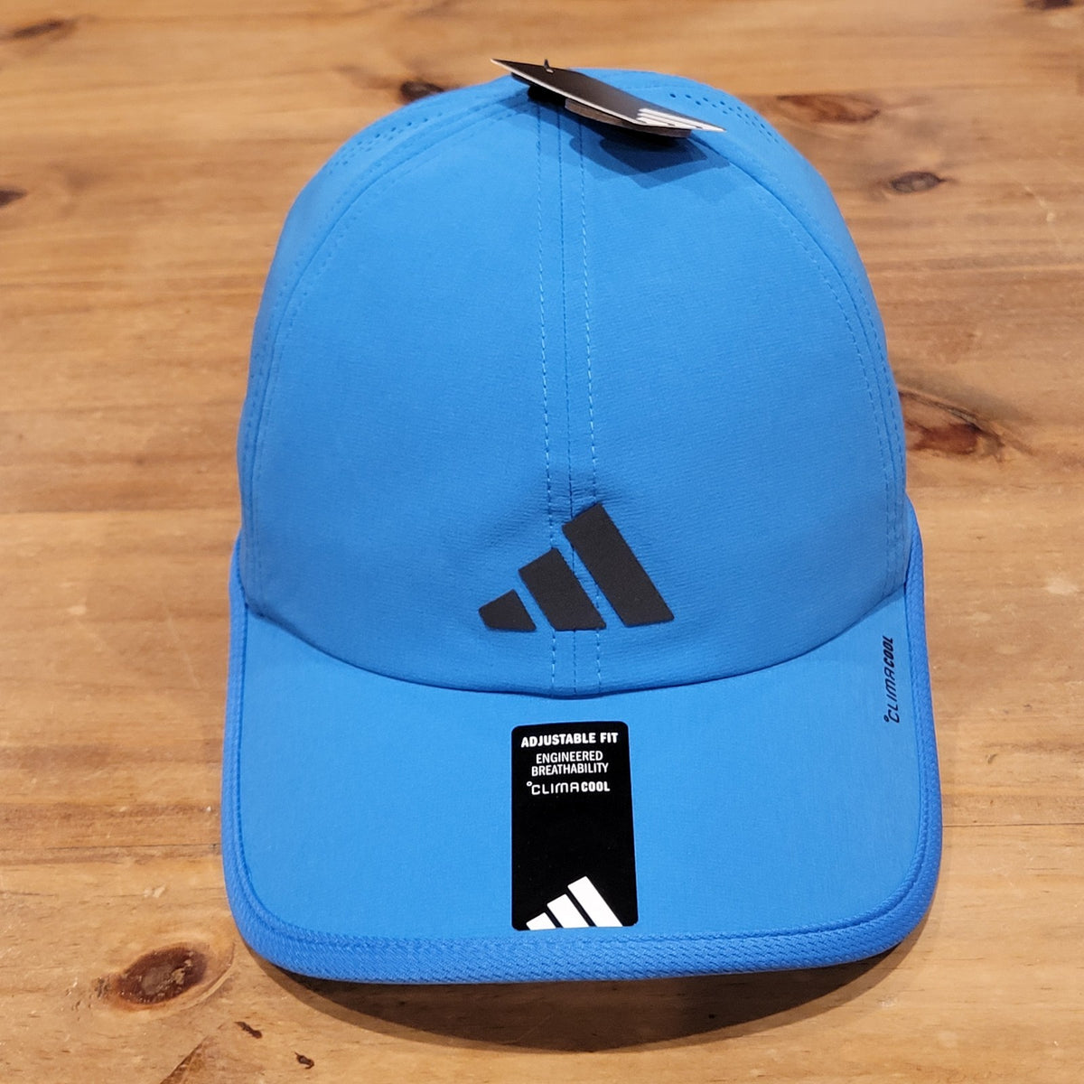Adidas Hat Cap Strap Back Blue Black 3 Stripe Logo Lightweight Running