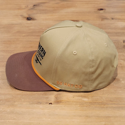 Southern String Hat Co Golf Hat Snapback Brown Coyote Course Hole Logo One Size