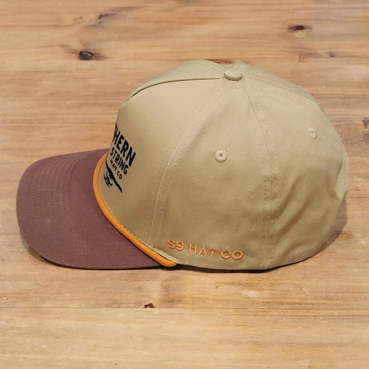 Southern String Hat Co Golf Hat Snapback Brown Coyote Course Hole Logo One Size