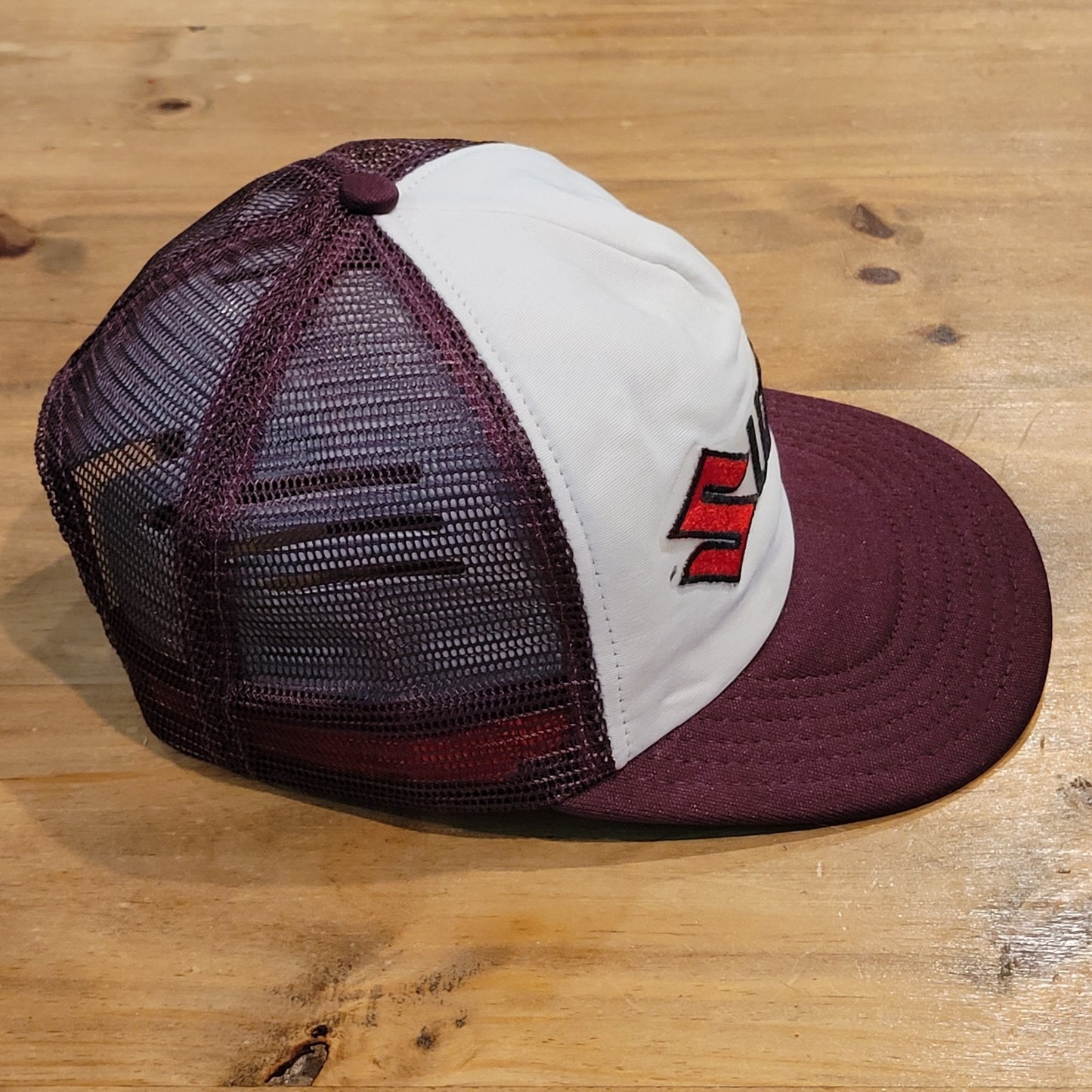 Vintage Suzuki Hat Cap Snapback Motorcycle Car Race 70s 80s Made USA Red White