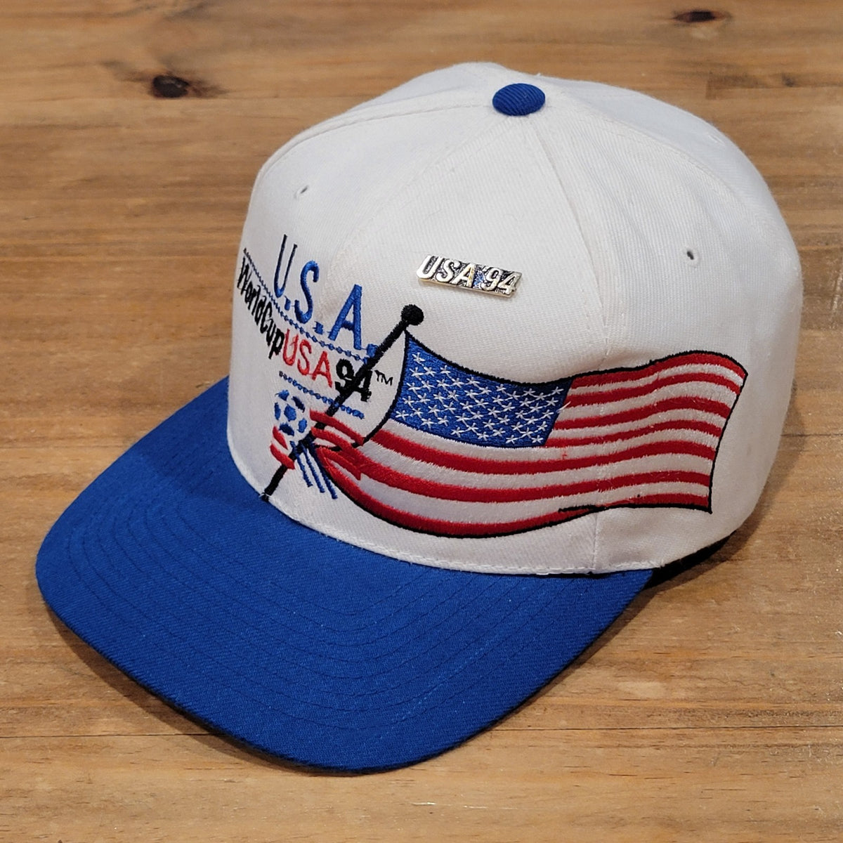 Vintage World Cup USA 1994 Soccer Apex One Wool Blend White Flag 90s